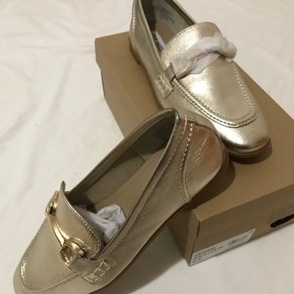 NWT STEVE MADDEN Gold Metallic Signature Women’s Loafers - Picture 6 of 6